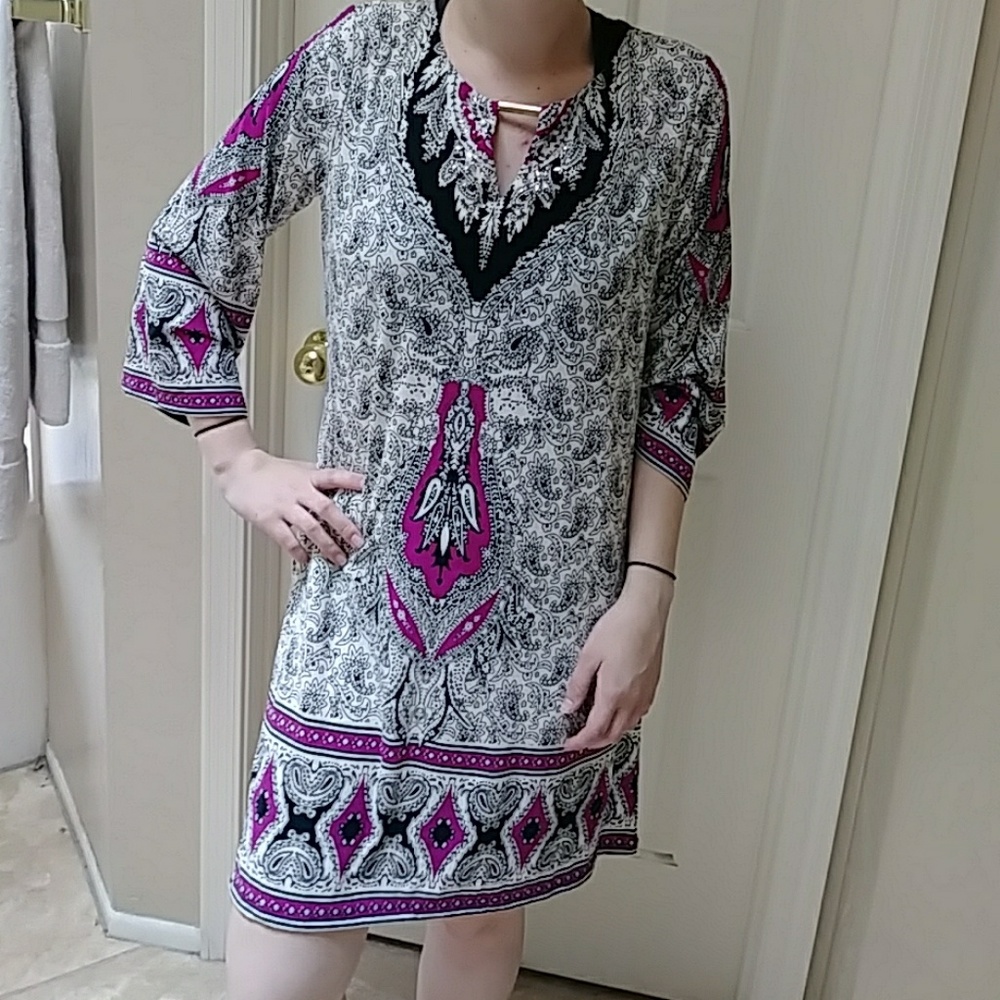Patterned Jeweled Gypsy Dress